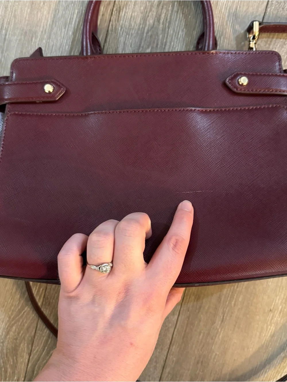 Kate Spade Staci Medium satchel Cherrywood Leather Satchel with Crossbody Strap
